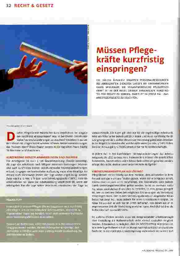 Vorschauseite 1: Müssen Pflegekräfte kurzfristig einspringen?
