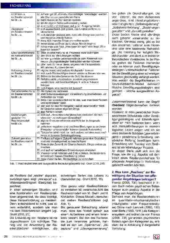 Vorschauseite 2: Pflegende Angehörige und Resilienz