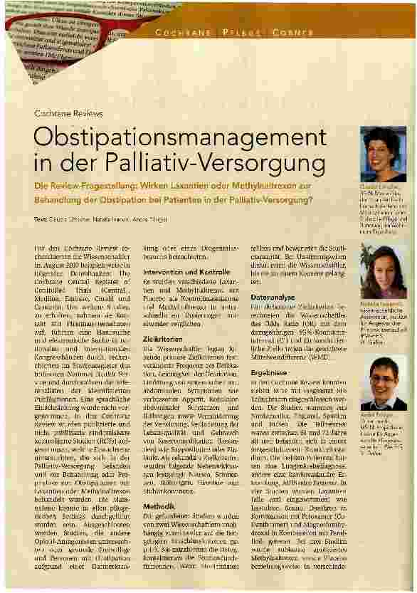 Vorschauseite 1: Obstipationsmanagement in der Palliativ-Versorgung