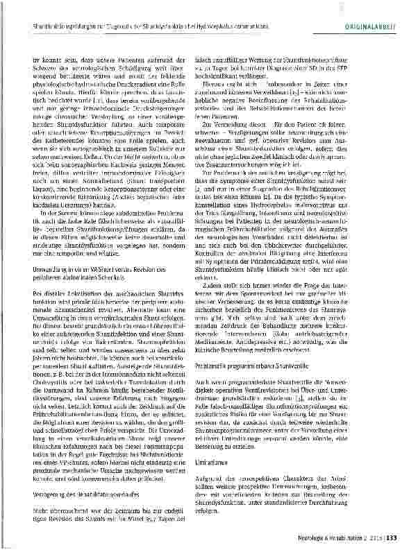 Vorschauseite 5: Wertigkeit von Shuntfunktions-prüfungen zur Diagnostik der Shuntdysfunktion bei erworbenem Hydrocephalus communicans