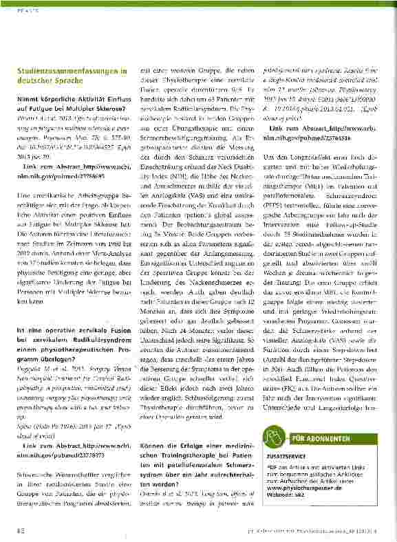 Vorschauseite 2: Evidenz-Update für die Physiotherapie