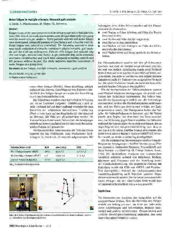 Vorschauseite 2: Motorische Fatigue bei Multipler Sklerose: kinematische Analyse des Gangbildes