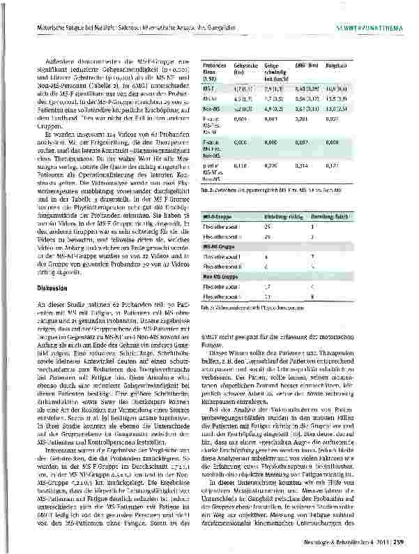 Vorschauseite 3: Motorische Fatigue bei Multipler Sklerose: kinematische Analyse des Gangbildes