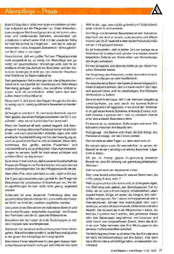 Vorschauseite 2: ALZHEIMER-KRANKE in der stationären Altenpflege- Erfahrungsbericht aus der Praxis -