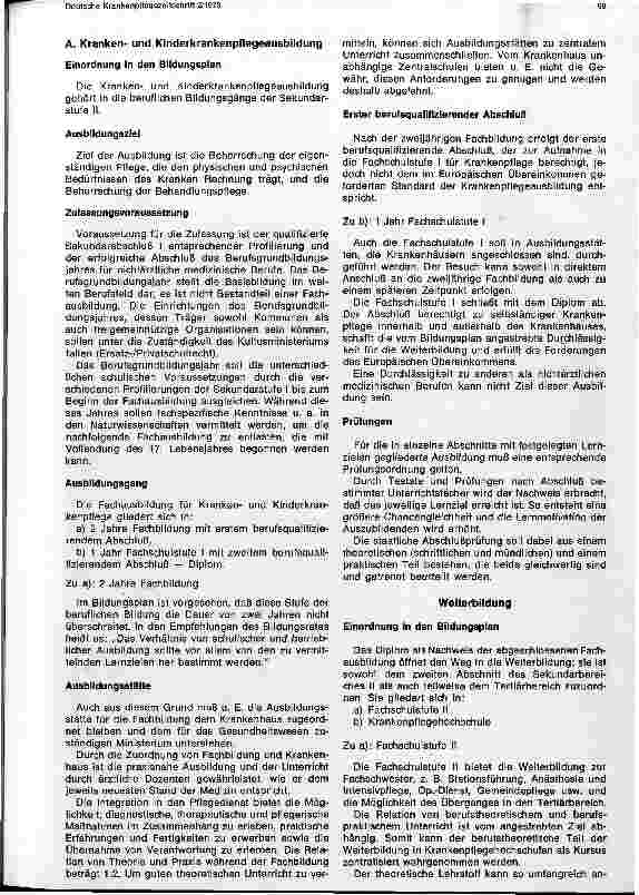 Vorschauseite 2: Stellungnahme der ADS zur Neuordnung der Krankenund Kinderkrankenpflegeausbildung