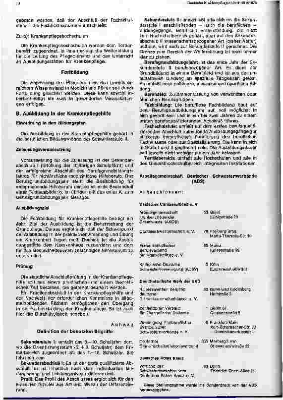 Vorschauseite 3: Stellungnahme der ADS zur Neuordnung der Krankenund Kinderkrankenpflegeausbildung