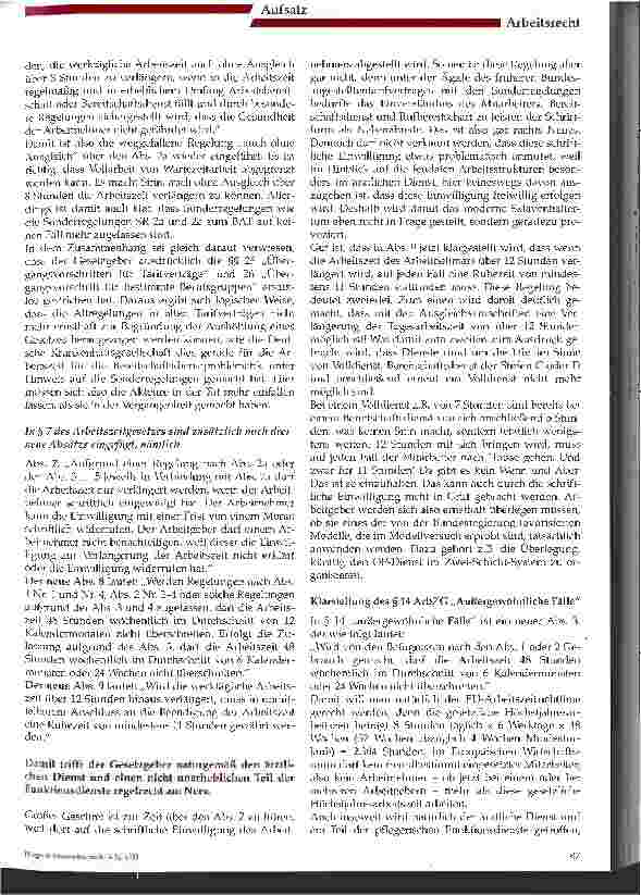 Vorschauseite 3: Die beabsichtigte Neufassung des Arbeitszeitgesetzes am 1. Januar 2004