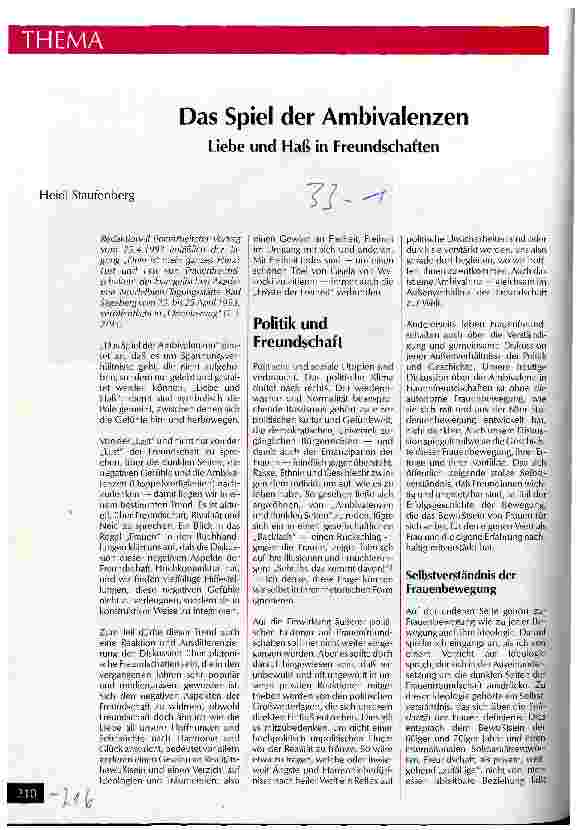 Vorschauseite 1: Das Spiel der Ambivalenzen Liebe und Haß in Freundschaften
