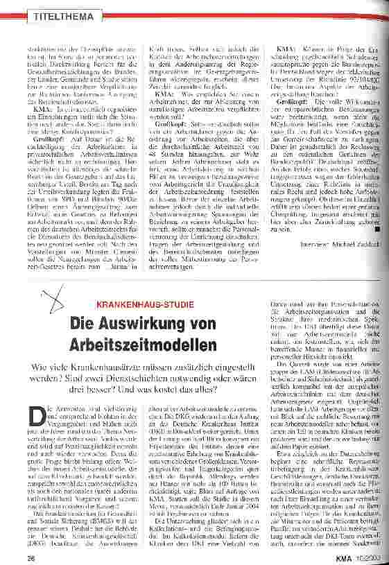 Vorschauseite 1: Die Auswirkungen von Arbeitszeitmodellen Krankenhaus-Studie