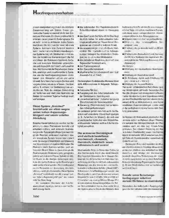 Vorschauseite 5: Zur Komplexität des Herzfrequenzverhaltens während des Aufenthalts im Wasser