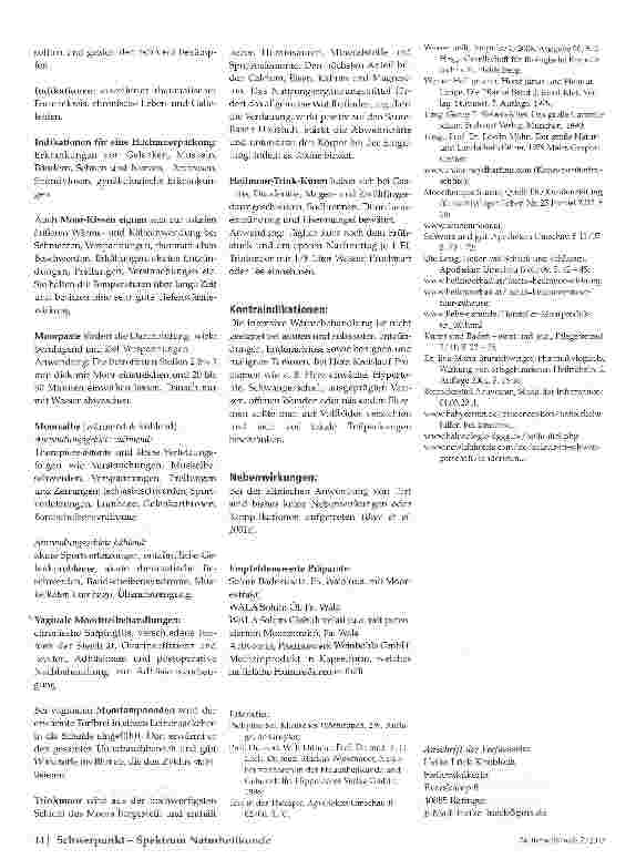 Vorschauseite 4: Das therapeutische Spektrum von Mooranwendungen