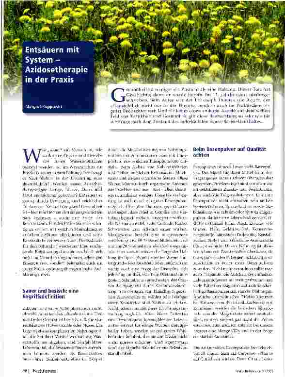 Vorschauseite 1: Entsäuern mit System -Azidosetherapie in der Praxis