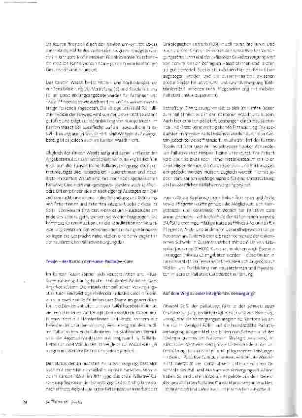 Vorschauseite 3: Unterstützung und Ressourcen der hausärztlichen Palliativversorgung - ein Vergleich dreier Schweizer Kantone