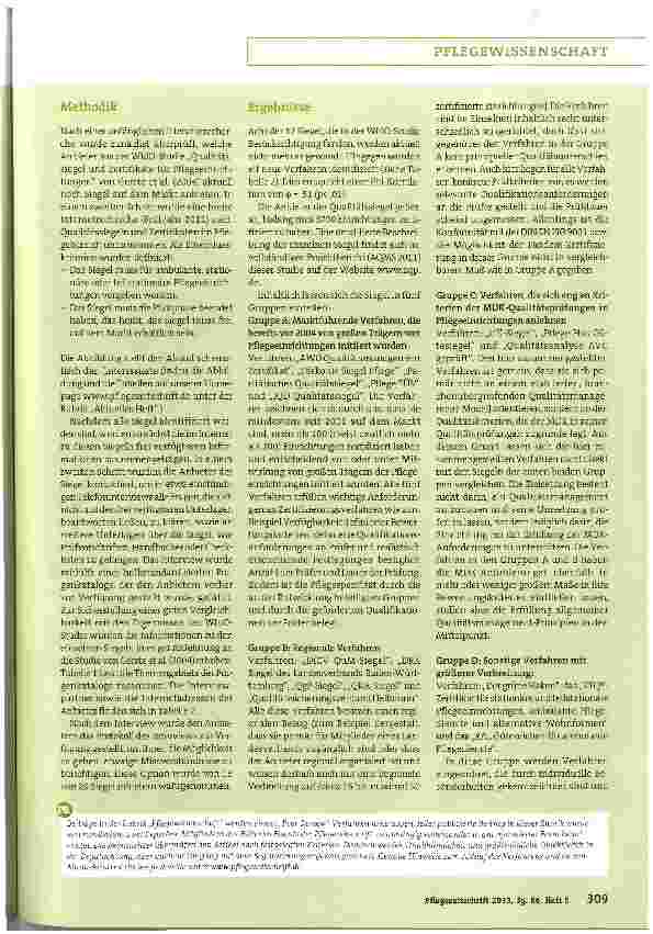 Vorschauseite 2: Qualitätssiegel und Zertifikate in der deutschen Langzeitpflege - ein Überblick