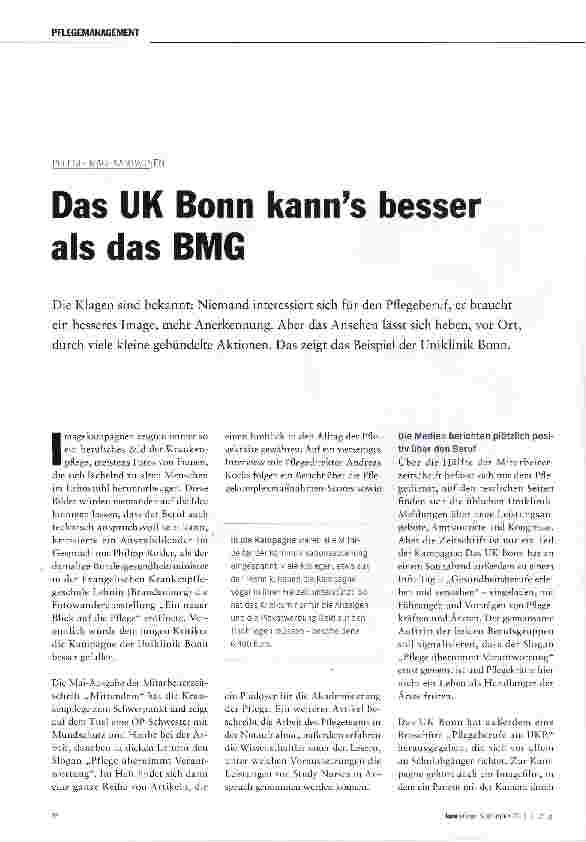 Vorschauseite 1: Das UK Bonn kann es besser als das BMG