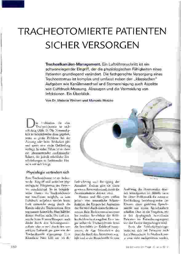 Vorschauseite 1: TRACHEOTOMIERTE PATIENTEN SICHER VERSORGEN