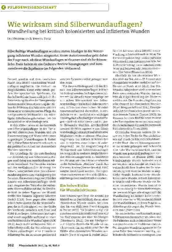 Vorschauseite 1: Wie wirksam sind Silberwundauflagen?