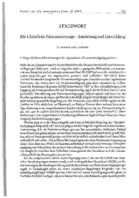 Vorschauseite 1: Die Christliche Patientenvorsorge - Entstehung und Entwicklung
