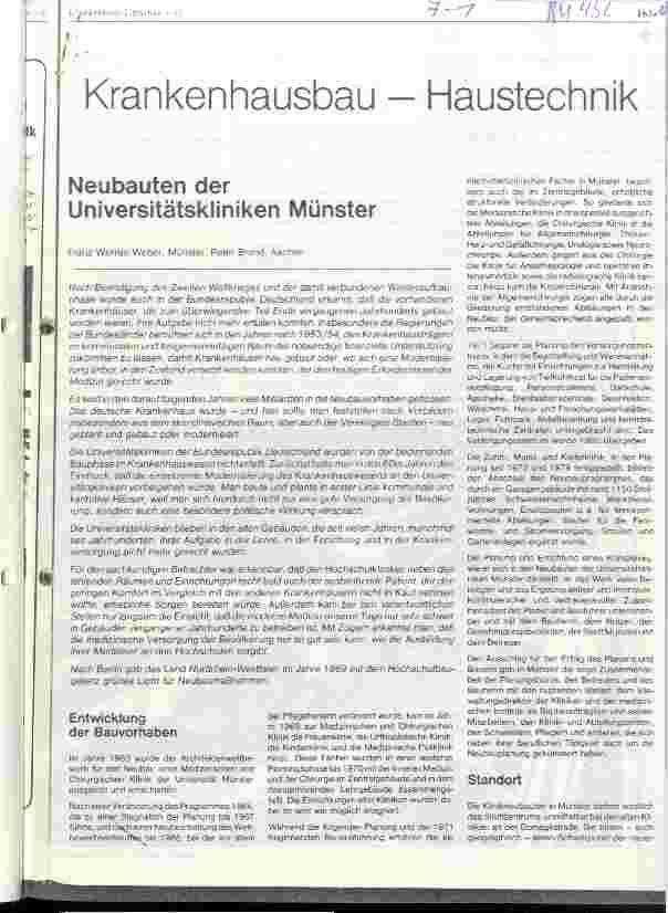 Vorschauseite 1: Neubauten der Universitätskliniken Münster