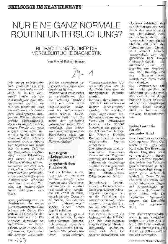 Vorschauseite 1: Nur eine ganz normale Routineuntersuchung? Betrachtung über die vorgeburtliche Diagnostik
