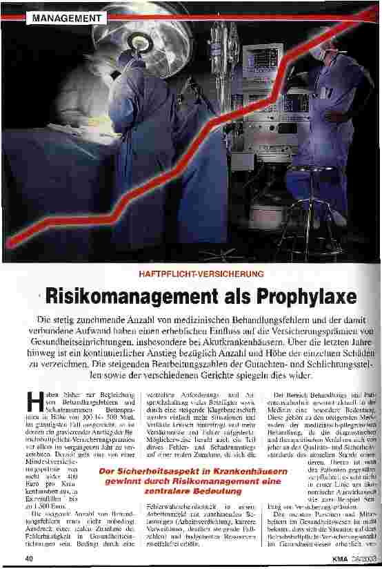 Vorschauseite 1: Risikomanagement als Prophylaxe