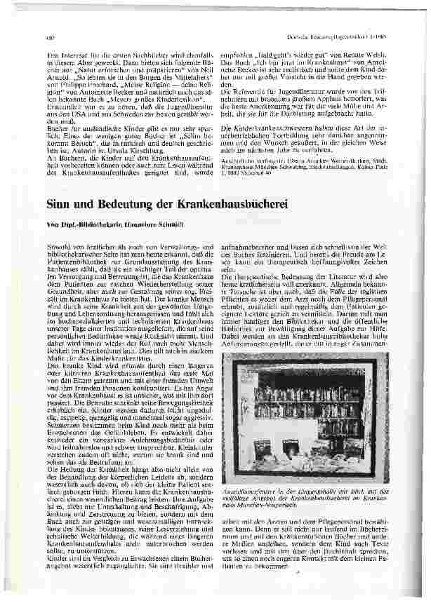Vorschauseite 1: Sinn und Bedeutung der Krankenhausbücherei