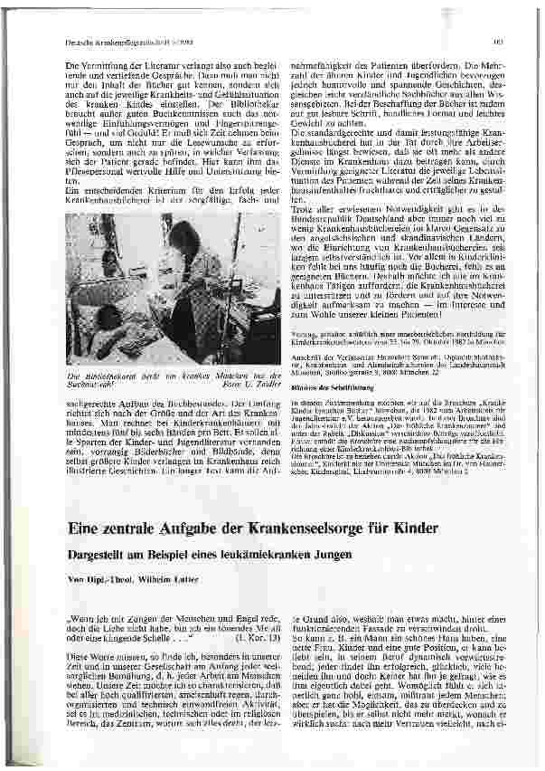Vorschauseite 2: Sinn und Bedeutung der Krankenhausbücherei