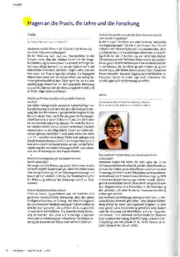 Vorschauseite 1: Fragen an die Praxis, die Lehre und die Forschung