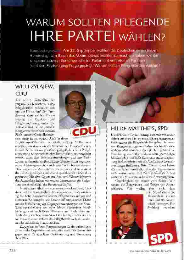 Vorschauseite 1: WARUM SOLLTEN PFLEGENDE IHRE PARTEI WÄHLEN?