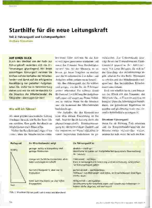 Vorschauseite 1: Starthilfe für die neue Leitungskraft Teil 2: Führungsstil und Leitungsaufgaben