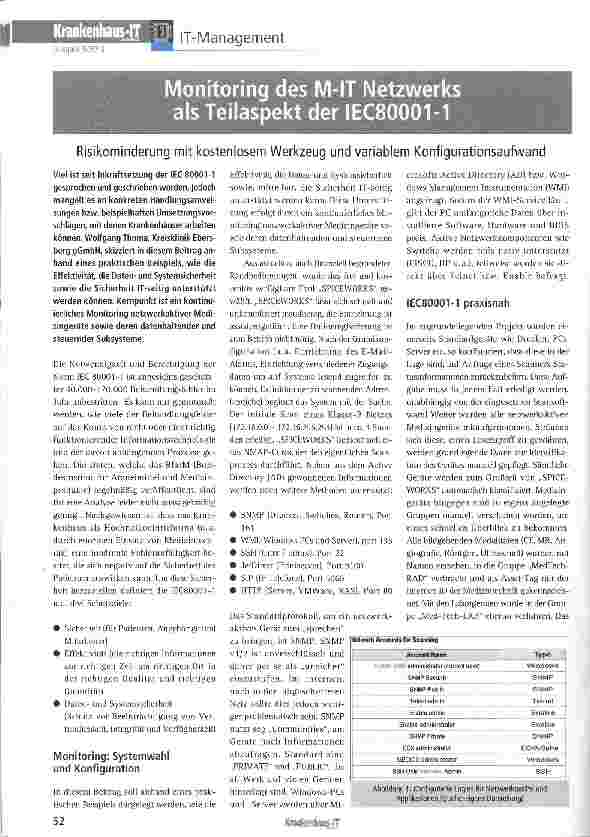 Vorschauseite 1: Monitoring des M-IT Netzwerks als Teilaspekt der IEC80001-1