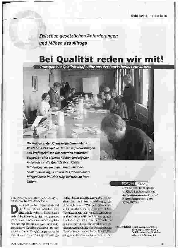 Vorschauseite 1: Bei Qualität reden wir mit! Transparente Qualitätsmaßstäbe aus der Praxis heraus entwickeln