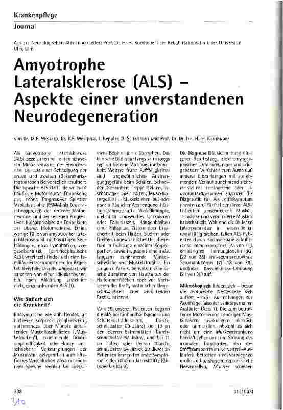Vorschauseite 1: Amyotrophe Lateralsklerose (ALS) - Aspekte einer unverstandenen Neurodegeneration