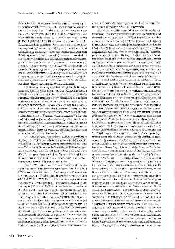 Vorschauseite 2: Keine persönliche Teilnahme am Vierteljahresgespräch § 66 Abs. 1 LPVG verpflichtet den Leiter der Dienststelle
