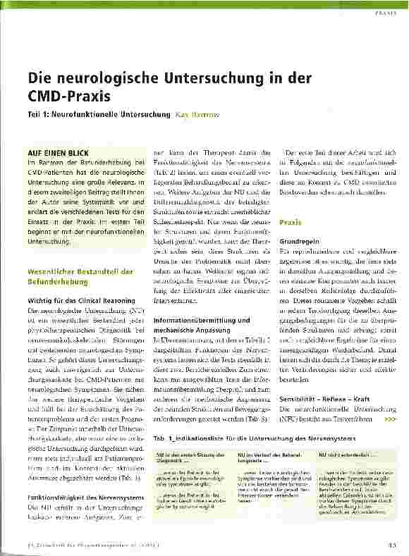 Vorschauseite 1: Die neurologische Untersuchung in der CMD-Praxis Teil 1: Neurofunktionelle Untersuchung