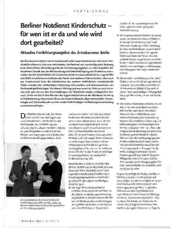 Vorschauseite 1: Berliner Notdienst Kinderschutz -für wen ist er da und wie wird dort gearbeitet?