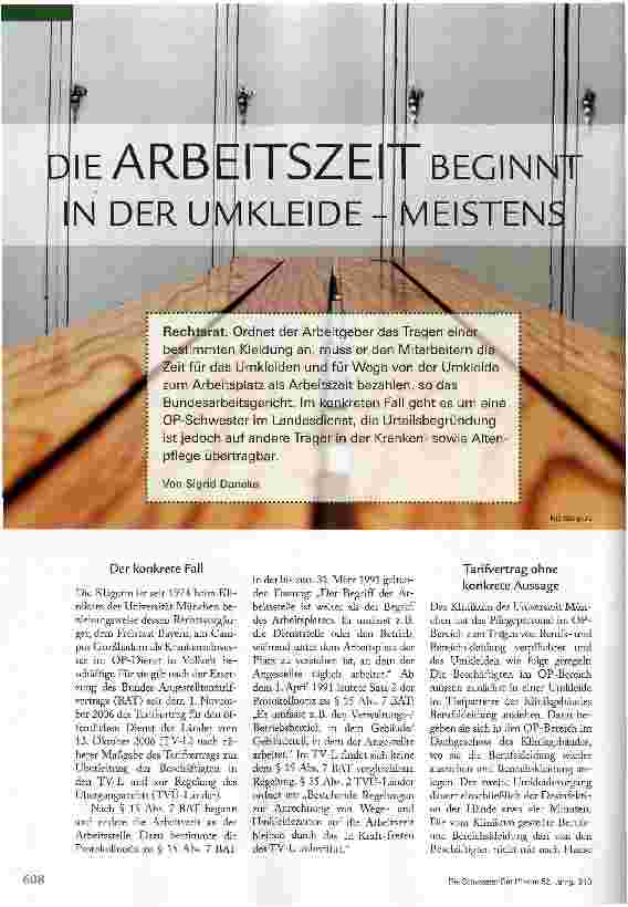 Vorschauseite 1: Die Arbeitszeit beginnt in der Umkleidemeistens