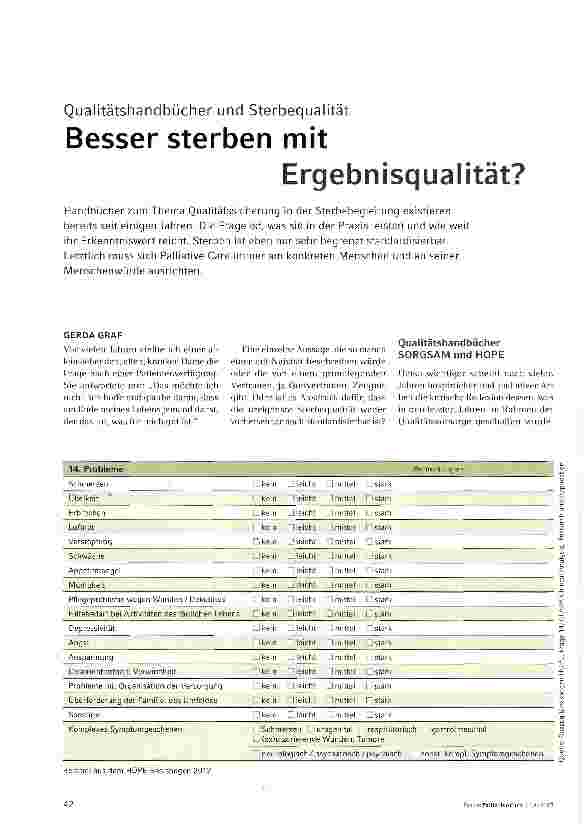 Vorschauseite 1: Besser sterben mit Ergebnisqualität?