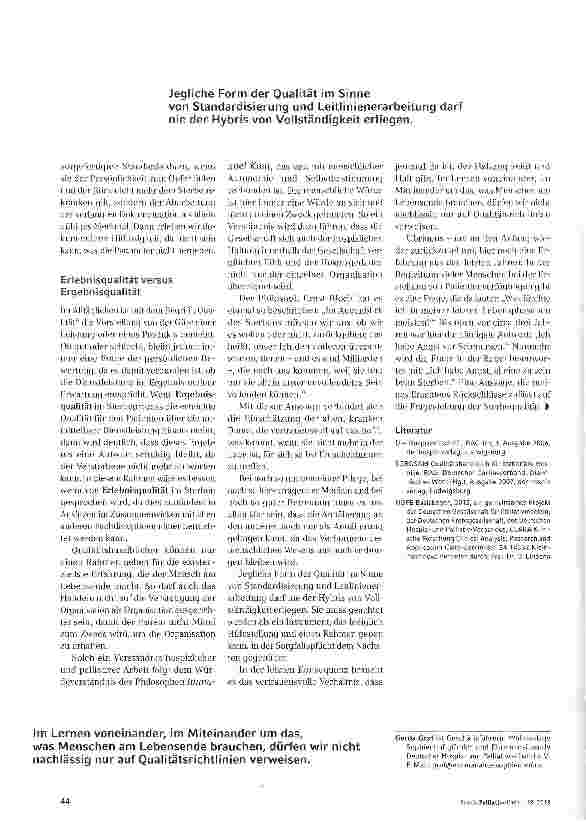 Vorschauseite 3: Besser sterben mit Ergebnisqualität?