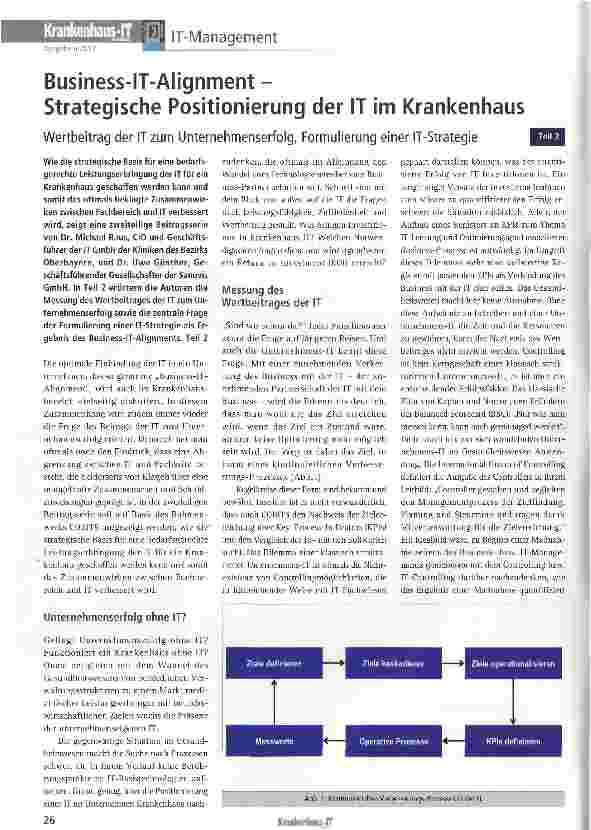 Vorschauseite 1: Business-IT-Alignment - Strategische Positionierung der IT im Krankenhaus