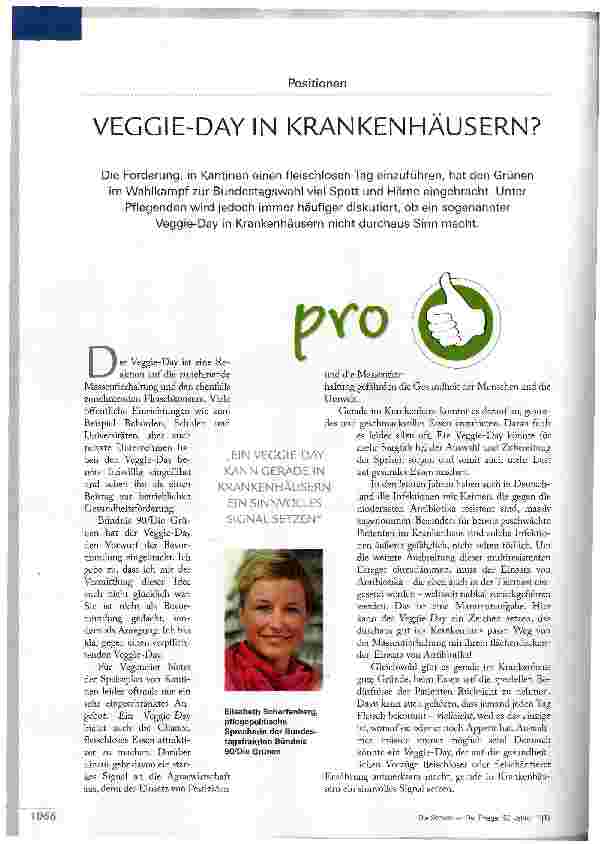 Vorschauseite 1: VEGGIE-DAY IN KRANKENHÄUSERN?