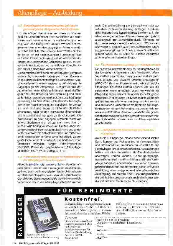 Vorschauseite 4: Fachlehrkräfte für Altenpflege Versuch einer Standortbestimmung