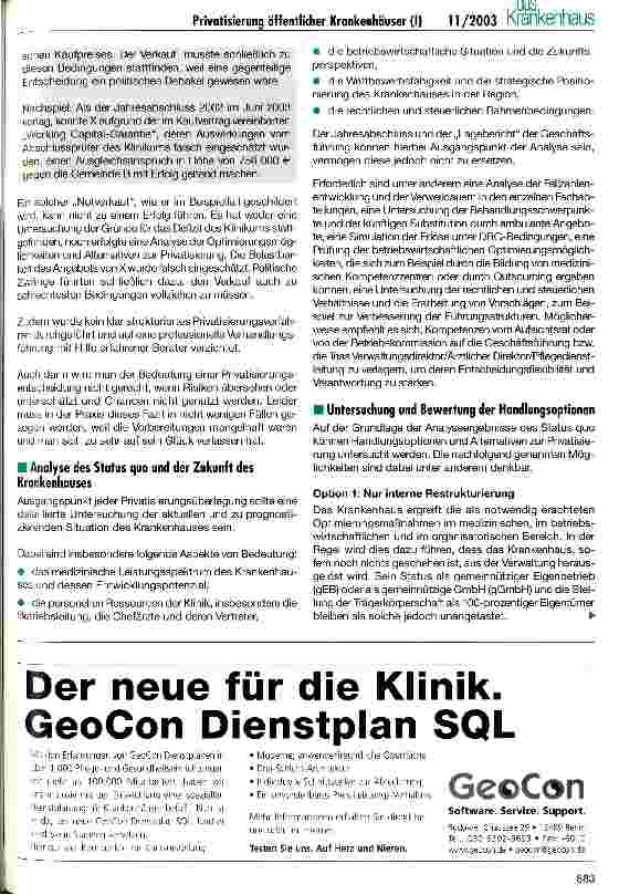 Vorschauseite 2: Chancen und Risiken der Privatisierung öffentlicher Krankenhäuser (I) Ein Erfahrungsbericht mit Praxisbeispielen