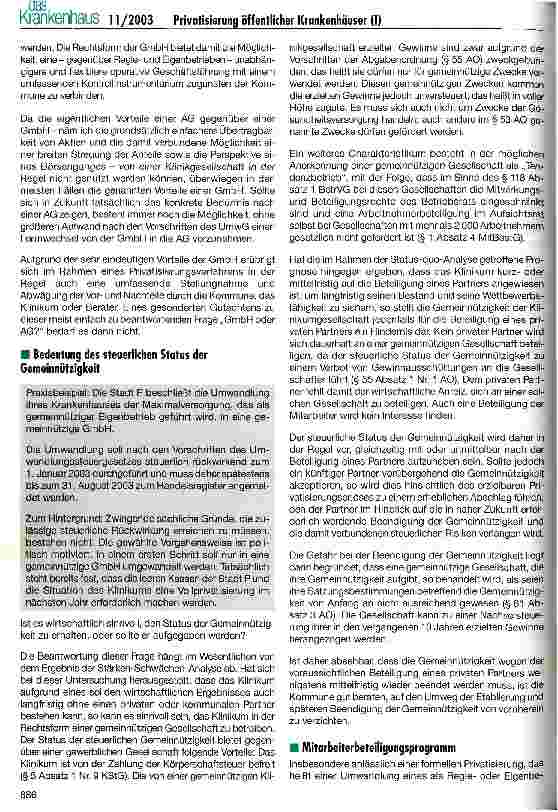Vorschauseite 5: Chancen und Risiken der Privatisierung öffentlicher Krankenhäuser (I) Ein Erfahrungsbericht mit Praxisbeispielen