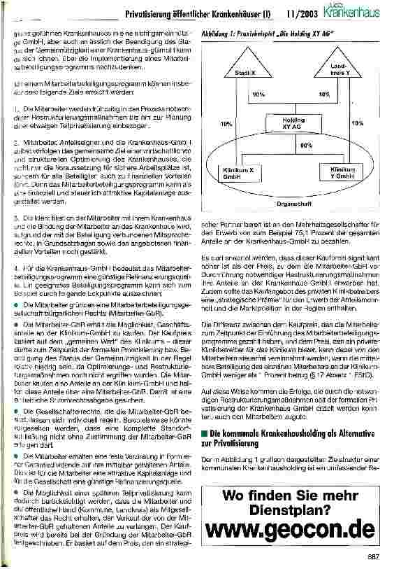 Vorschauseite 6: Chancen und Risiken der Privatisierung öffentlicher Krankenhäuser (I) Ein Erfahrungsbericht mit Praxisbeispielen