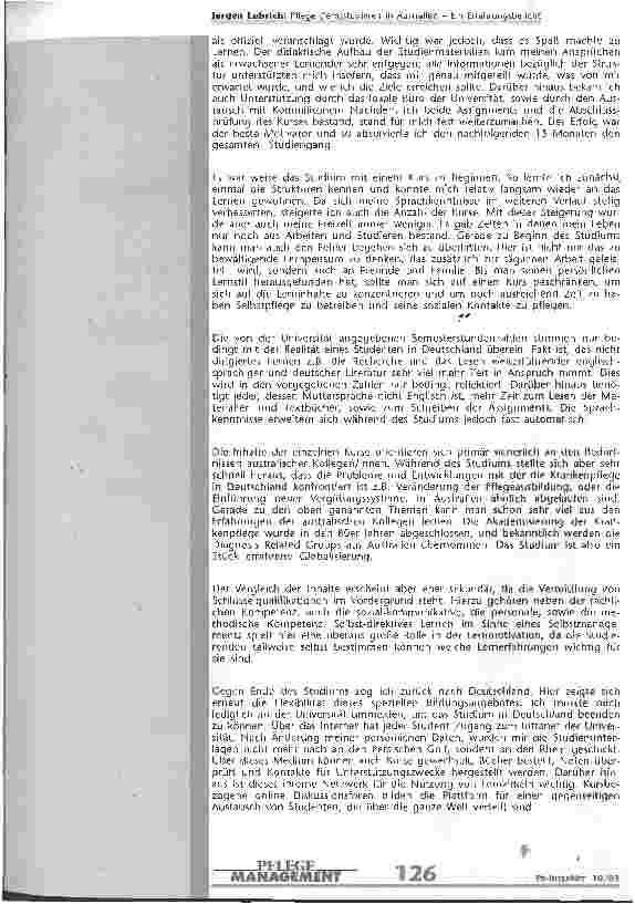 Vorschauseite 4: Pflege (fern)studieren in Australien Ein Erfahrungsbericht
