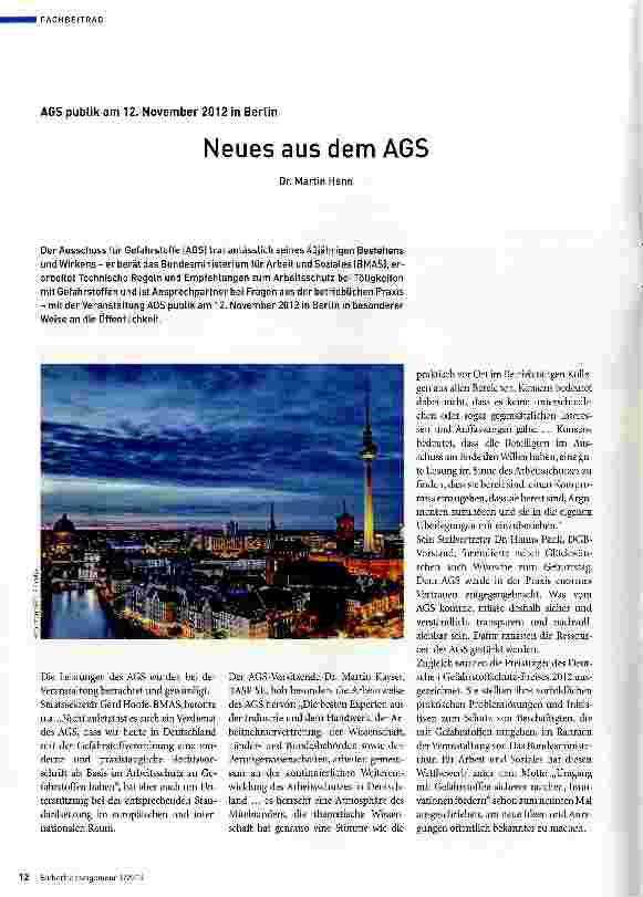 Vorschauseite 1: Neues aus dem AGS