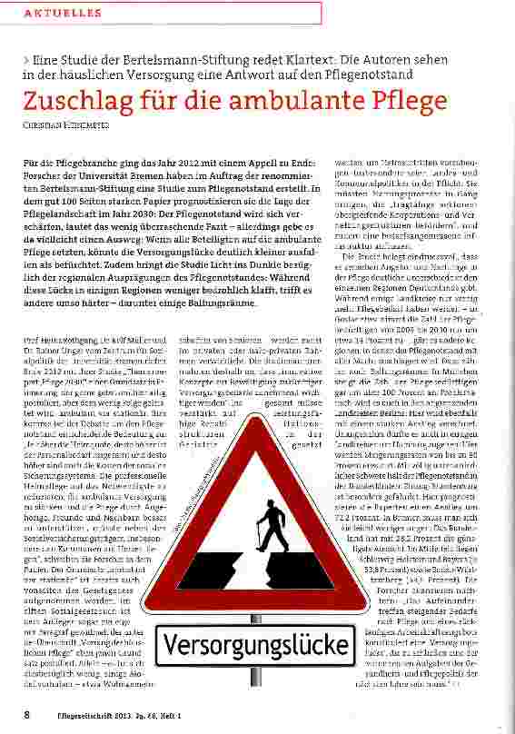Vorschauseite 1: Zuschlag für die ambulante Pflege