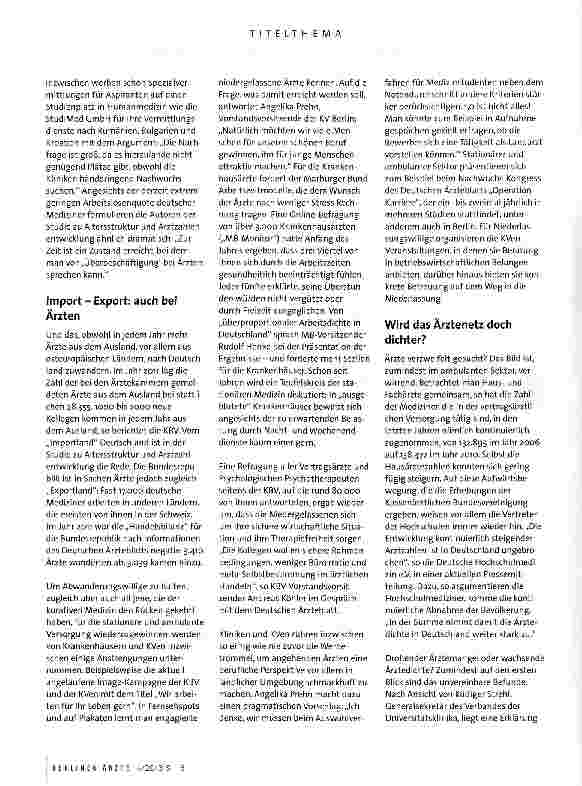 Vorschauseite 3: Zwischen Ärztemangel und hoher Arztdichte: Die Zukunft der Versorgung in Zeiten des demografischen Wandels ist ein weites Feld