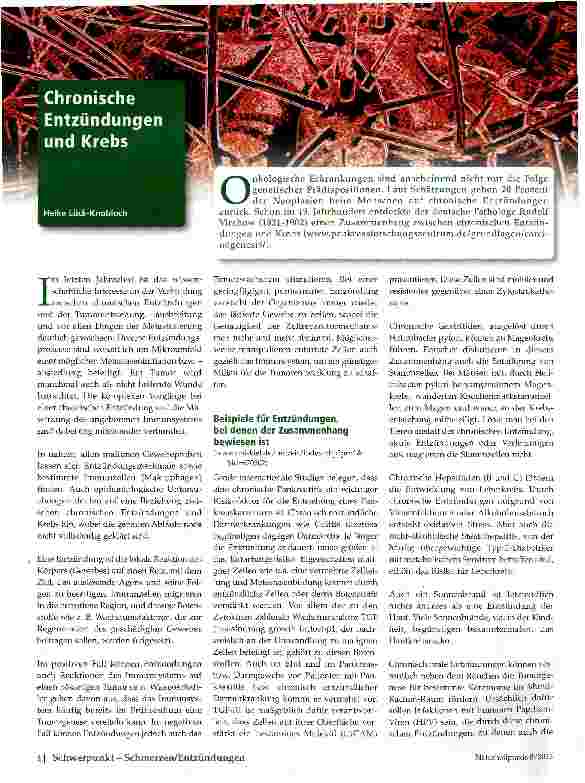 Vorschauseite 1: Chronische Entzündungen und Krebs